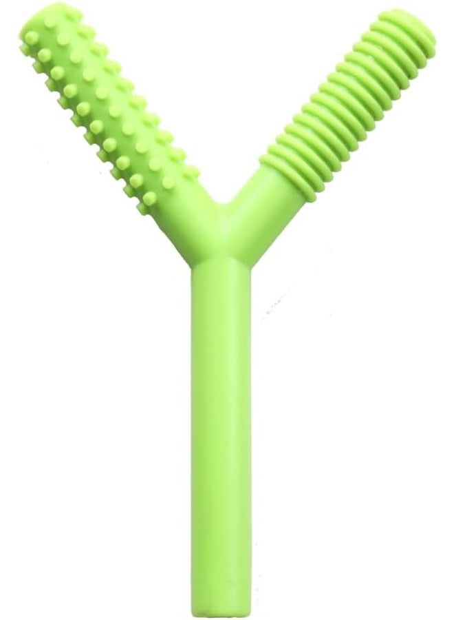 abley's Silicone Sensory Chew Tube, Y-Shaped Design, Multiple Textured Surfaces, Non-Toxic (Green) - Image 1
